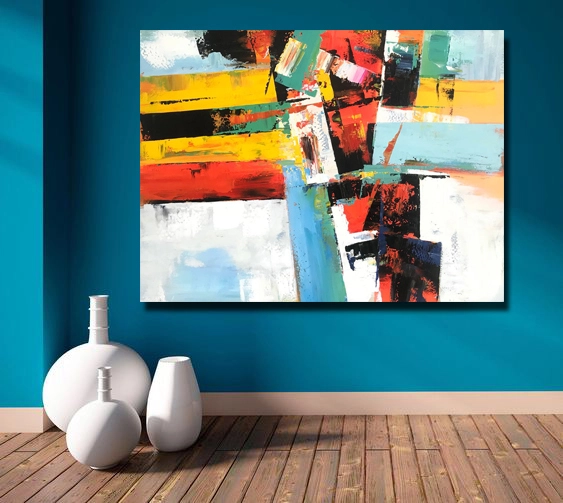 Arte moderna de parede grande pintada à mão em tela abstrata pintura a óleo para decoração de casa 1