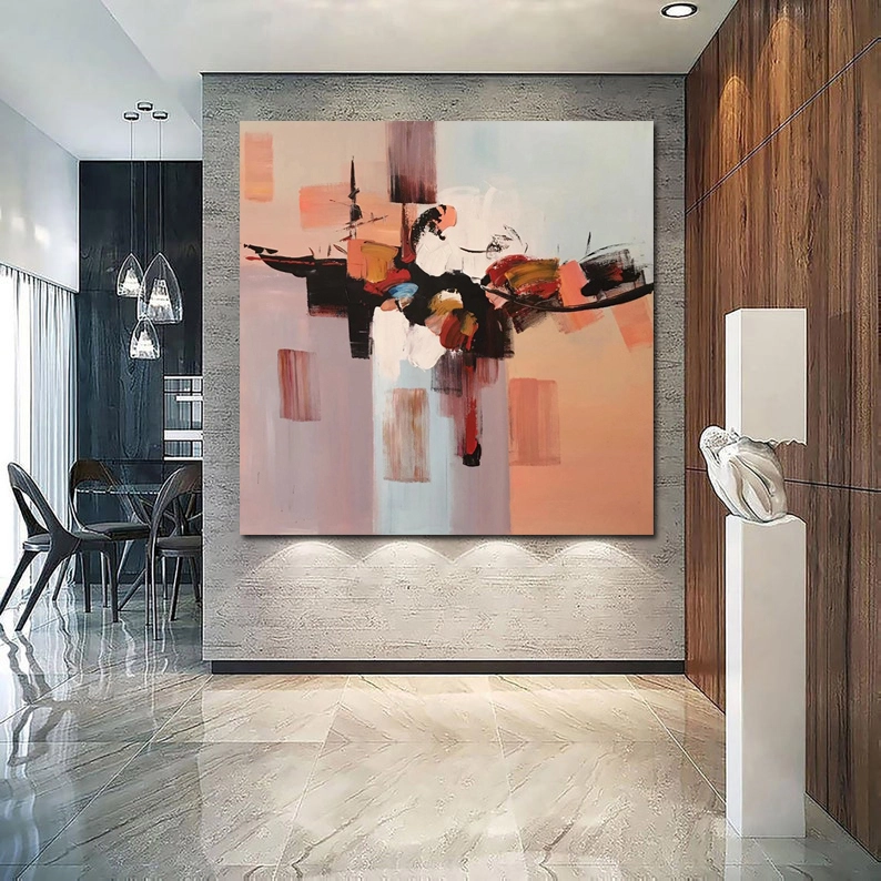 Arte de parede artesanal colorida pintura abstrata contemporânea grandes pinturas abstratas em tela pintura de arte de parede para decoração de parede casa 1
