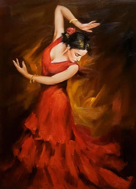 Handmade high quality painting dancer artwork Seville Spain wall art Barcelona dance art original classic oil painting on canvas for gifts 1