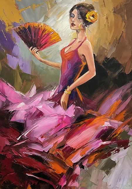 Woman Dancing Flamenco Wall Art, Hand painted Flamenco Dancer Art Decor,Wall art for home decor,ideal gift for dance lovers 1