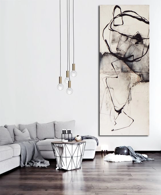 Personalizați modern pictură originală abstractă pe pânză picturi abstracte în linie neagră pictură acrilică abstractă realizată manual pentru decor acasă 1