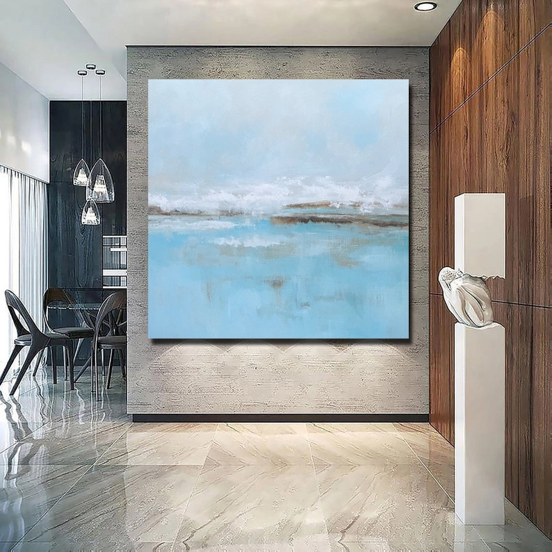 Hand Painted Blue Textured Painting Blue White Textured Art Minimalist Wall Art Blue Abstract Painting Blue Wall Art Modern Painting Living Room 1