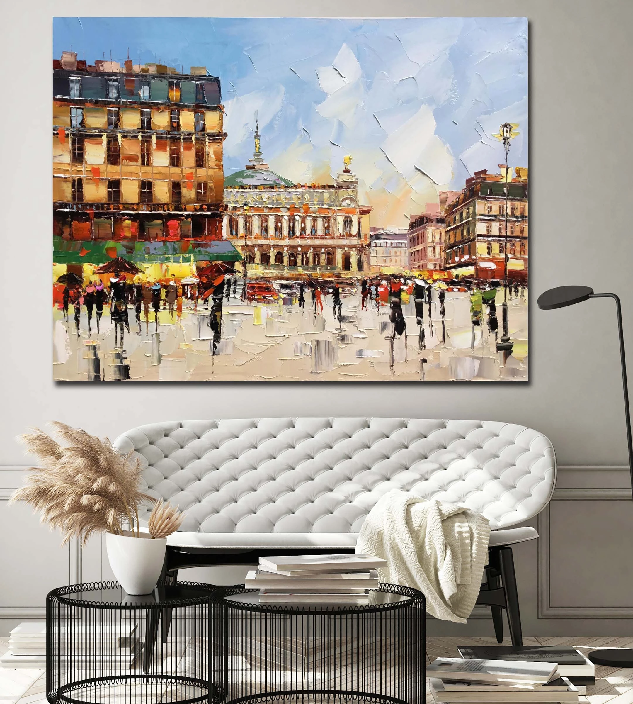 100% artesanal textura urbana pintura a óleo abstrata cidade cena de rua 1