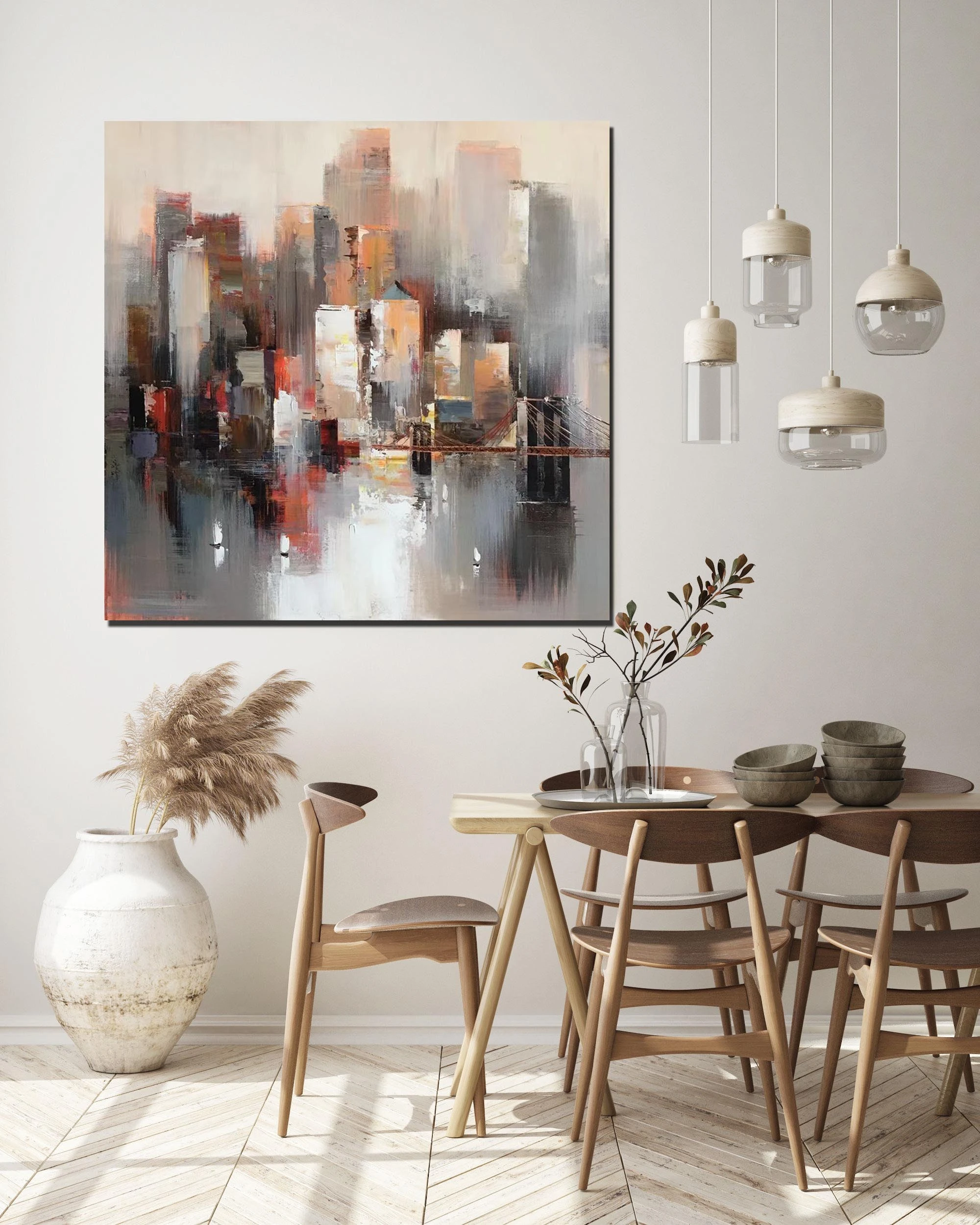 Paisagem artesanal de Nova York pintando pintura a óleo sobre tela de parede artística cityscape de Nova York pintura a óleo sobre tela para decoração 1