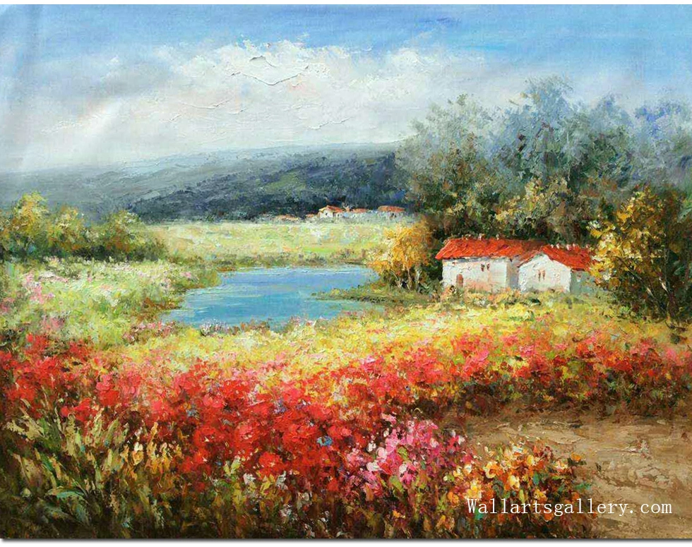 Handmade beautiful scenery nature artwork acrylic wall painting on canvas for home decor 1