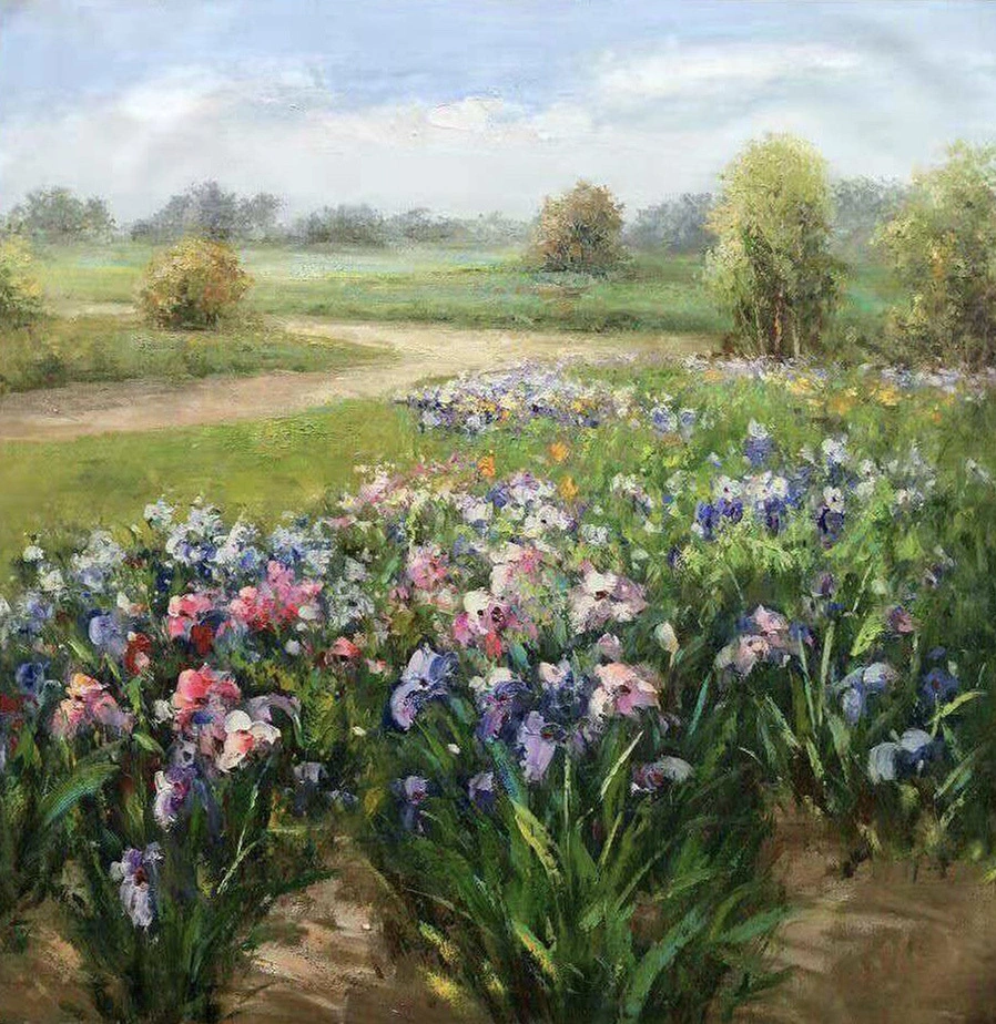 Handmade simple colorful wall art nature scenery oil painting on canvas for home decor 1