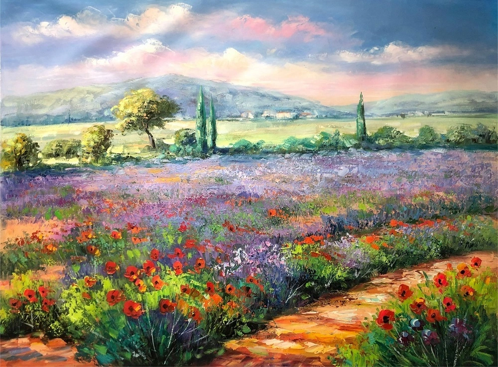 100% Handmade Wildflower Meadow Painting On Canvas Textured Beautiful Wall Art Spring Floral Wall Art Hand-Painted Nature Artwork Living Room Wall Art 1