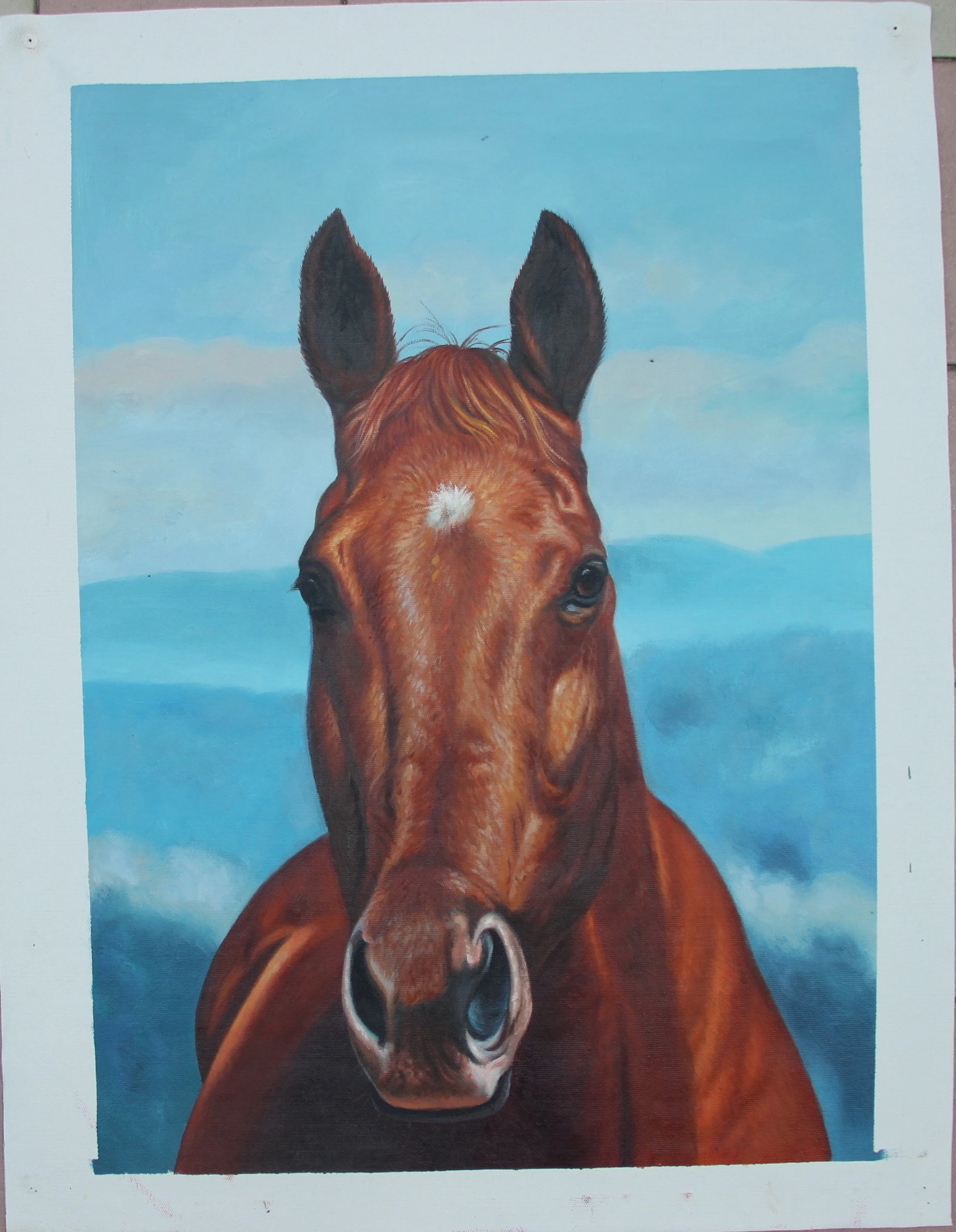 Hand painted high quality realistic horse portrait oil painting on canvas for gift 1