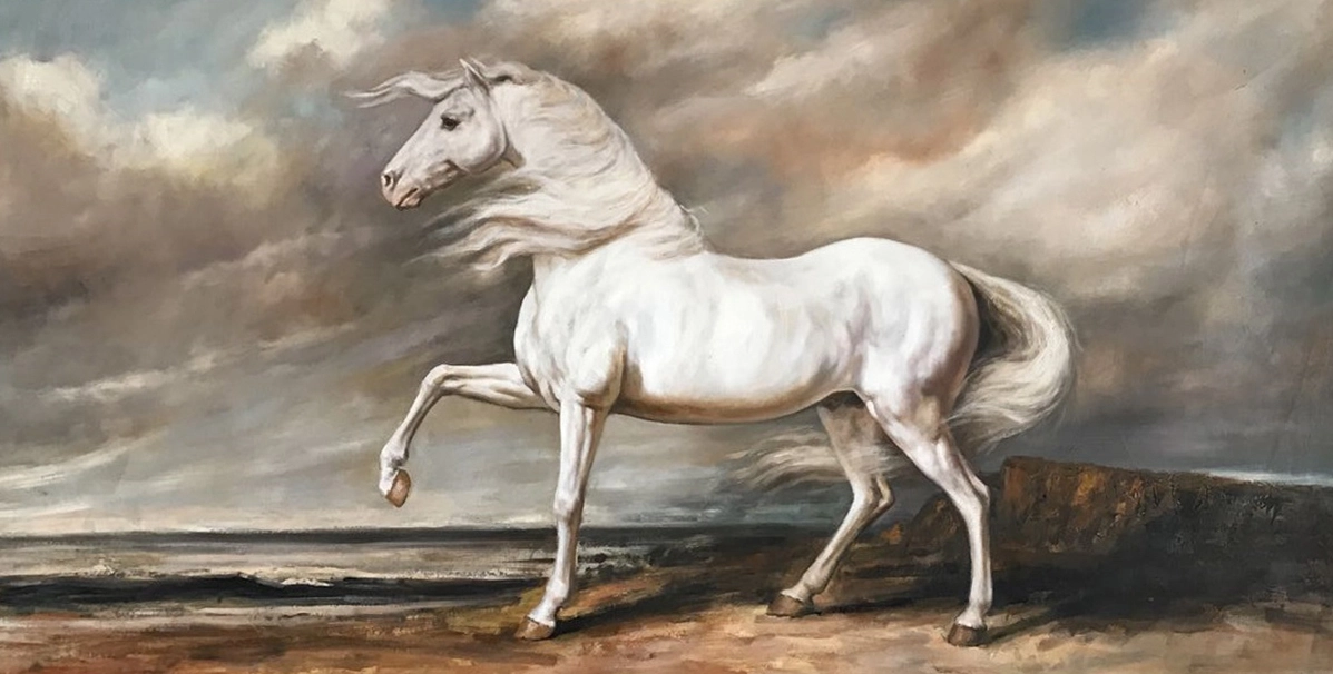 Weiße Pferdmalerei Pferdwandkunst Pferdölmalerei Große Leinwand Kunst Original Tierpferd Gemälde auf Leinwand schwere strukturierte Wandmalerei 1