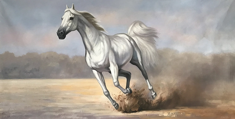 Running Horse Painting Horse Abstract painting Horse Oil Painting Horse Wall Art White Horse Artwork for Living Room Animal Painting 1