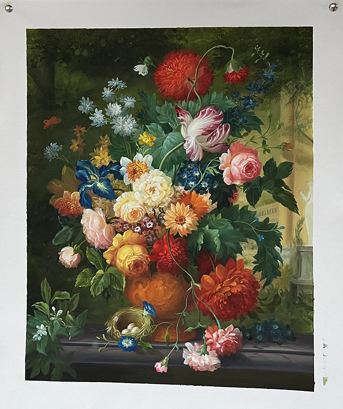 Antique Floral Still Life Oil Painting on Canvas 19th Century Gilt Wall Art Painting Dutch Flemish Style Bouquet Original Wall Art 1