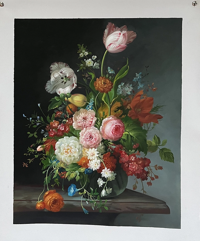 Vintage Oil Painting of a Bouquet of Flowers Fine Art Wall Art Painting Dutch Flemish Style Bouquet Original Wall Art 1