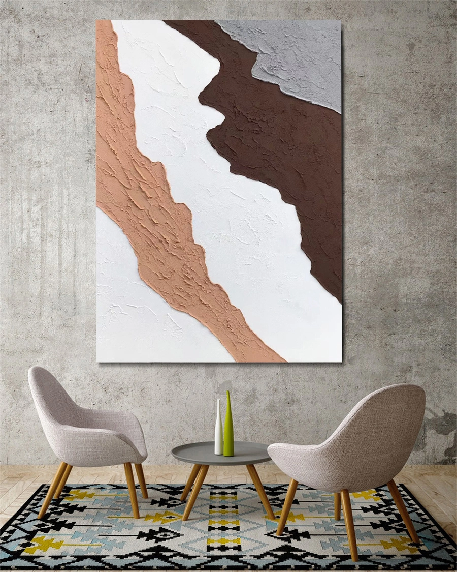 Brown Minimalist Abstract Painting Original Large Wall Art Minimalist High Quality Wall Art For Living Room Modern Texture Wall Art Canvas Wall Art For Sale 1