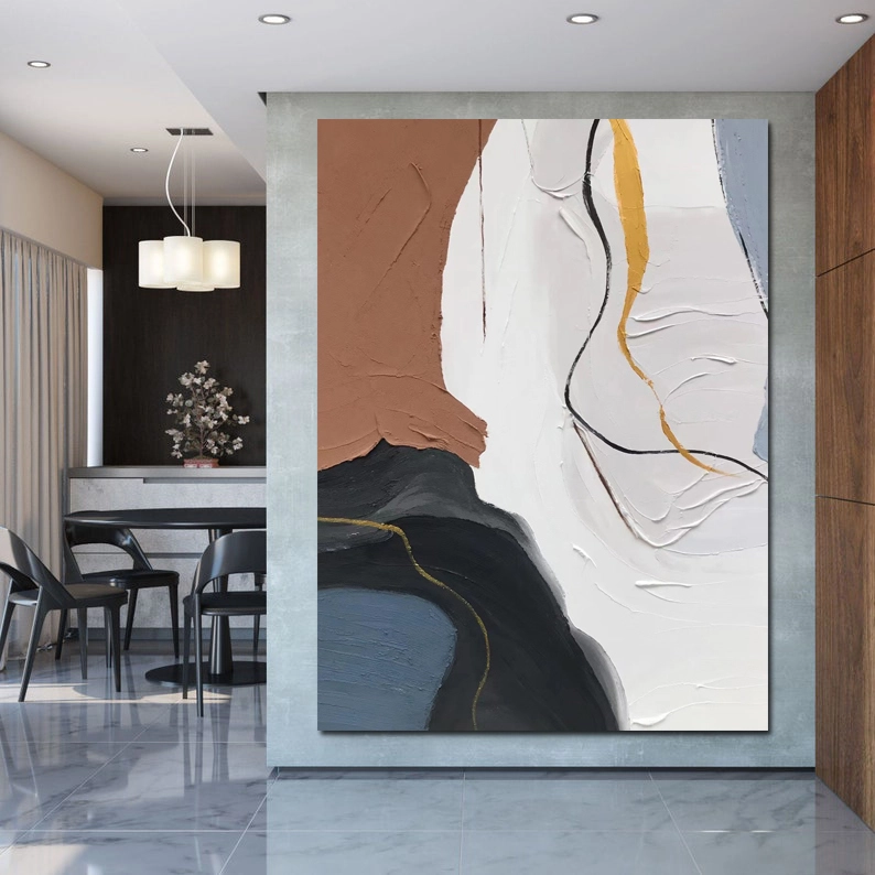 Beige Brown Abstract Painting Neutral Wall Decor High Quality Wall Art For Living Room Modern Texture Wall Art Canvas Wall Art For Sale 1