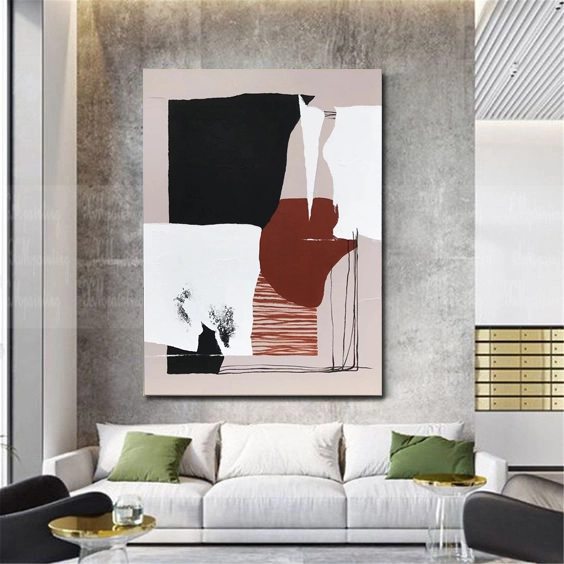 Grande dipinto astratto marrone su tela, decorazione da parete, arte da parete moderna con texture, arte da parete su tela per la decorazione della casa 1