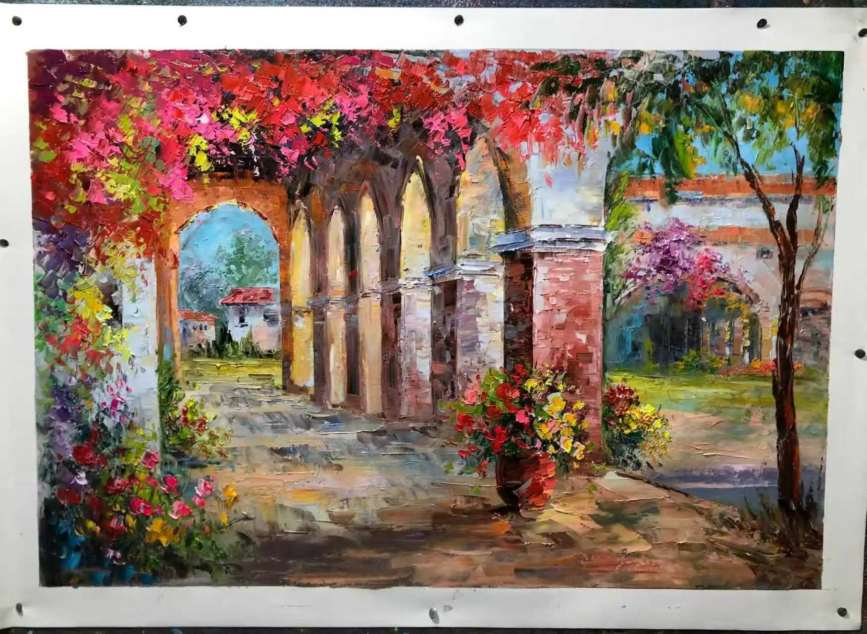 Canvas Wall Art Abstract Wall Art Large Colorful Landscape Palette Knife Impressionism on Canvas Fine Art Garden Painting 1