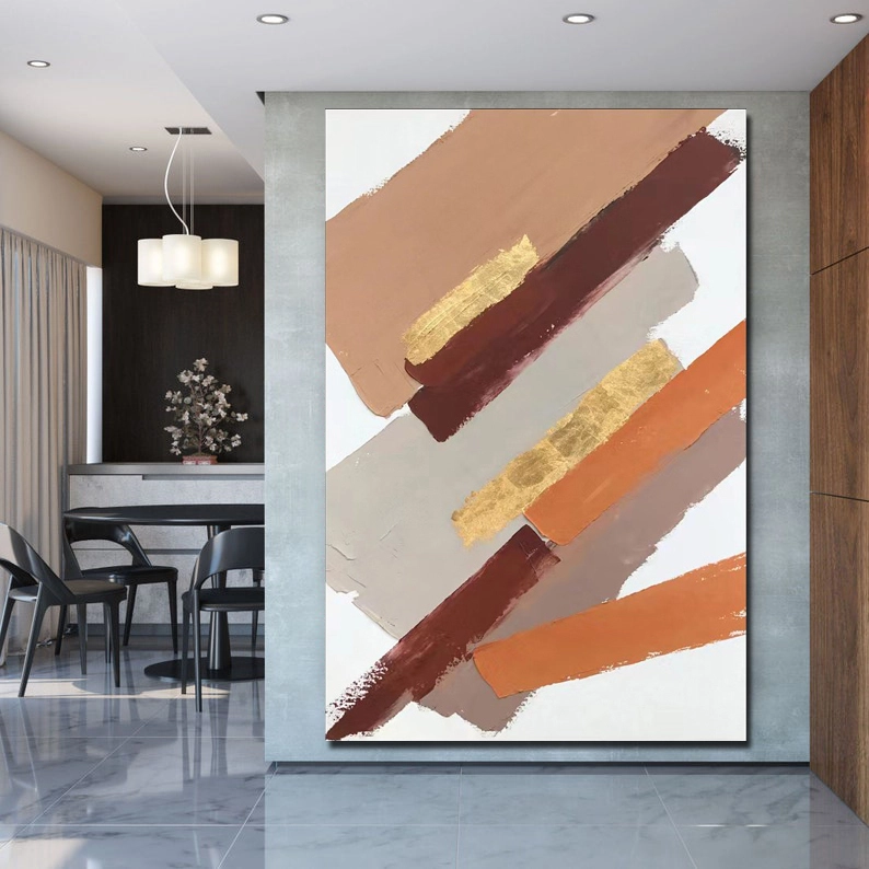Gold Abstract Painting On Canvas Textured Modern Wall Art Luxury Wall Decor Handmade Neutral Tones Artwork Living Room Decor 1