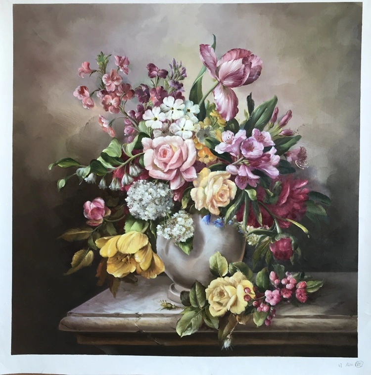 Hand painted warm color palette exquisite floral still life bouquet large wall art various flowers realistic style brushwork oil painting for home decor 1
