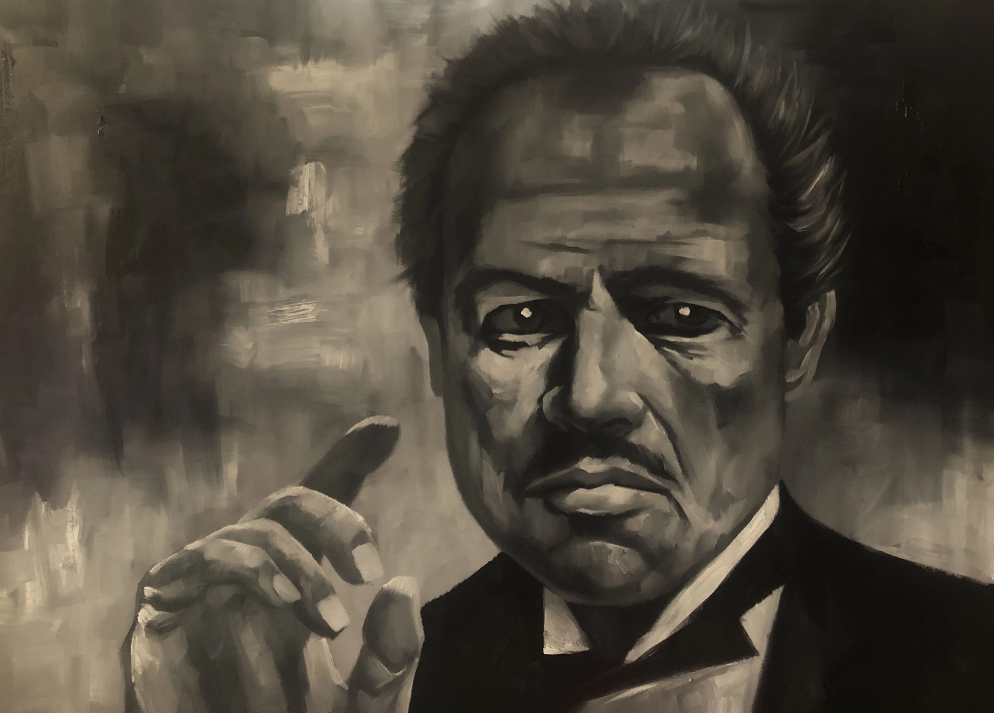 Grandes toiles en noir et blanc représentant Marlon Brando, affiches et peintures à l'huile faites à la main, décoration murale pour le salon 1