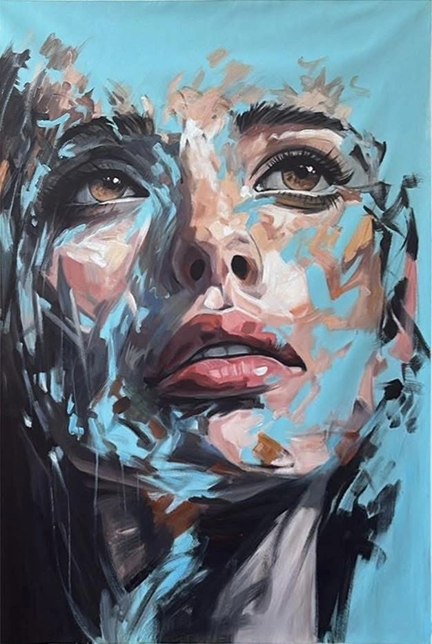 Groot formaat abstract vrouwengezicht canvas wandkunst hedendaagse schilderij vrouw voor huisdecoratie 1