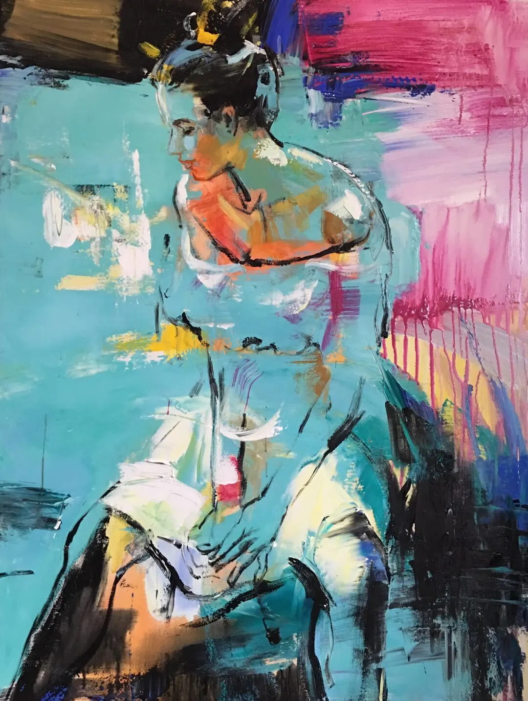 Extra Large acrylic painting custom figure art painting handmade abstract unique colorful painting wall decoration home decoration 1