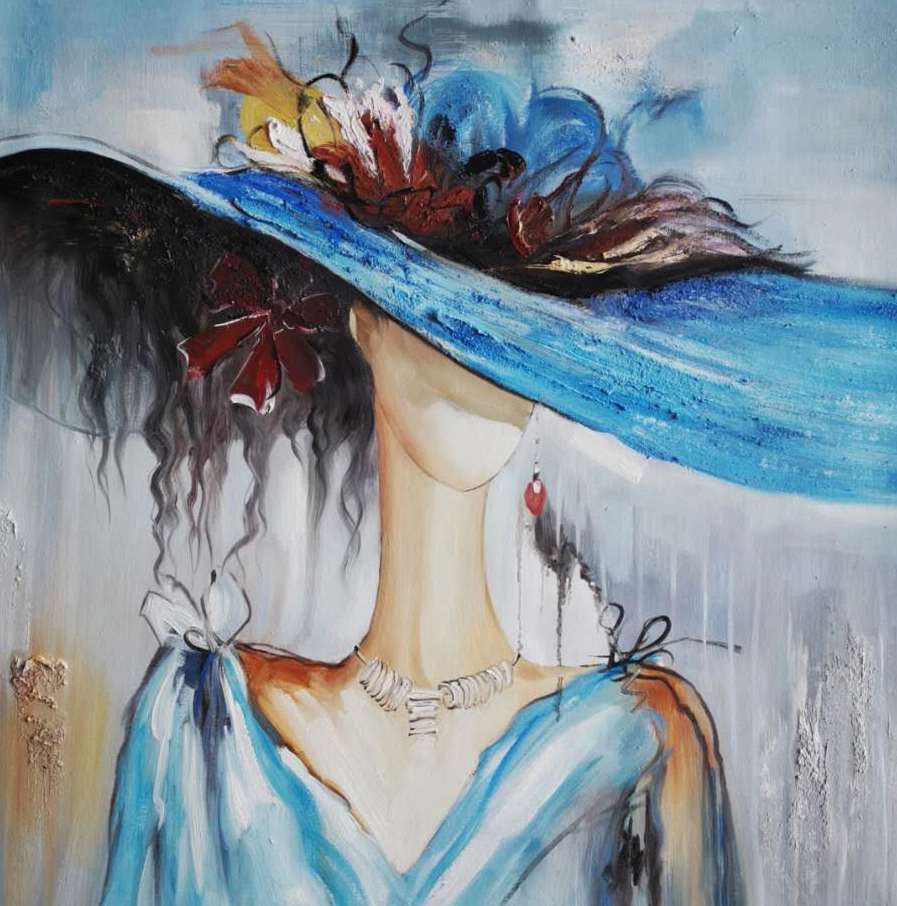 Hand-Painted Acrylic Woman Wall Art Abstract Canvas Wall Art Colorful Female Painting Gift for Her Modern Living Room Decor 1