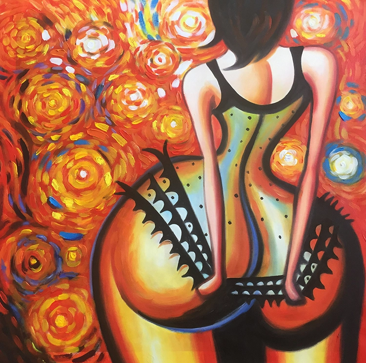 Hand-painted abstract oil painting on canvas expressive brushstrokes and a warm woman modern art canvas painting for sale 1