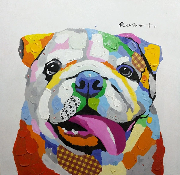 Colorful bulldog pop art painting on canvas textured brush stroke technique modern animal abstract acrylic painting for gift 1