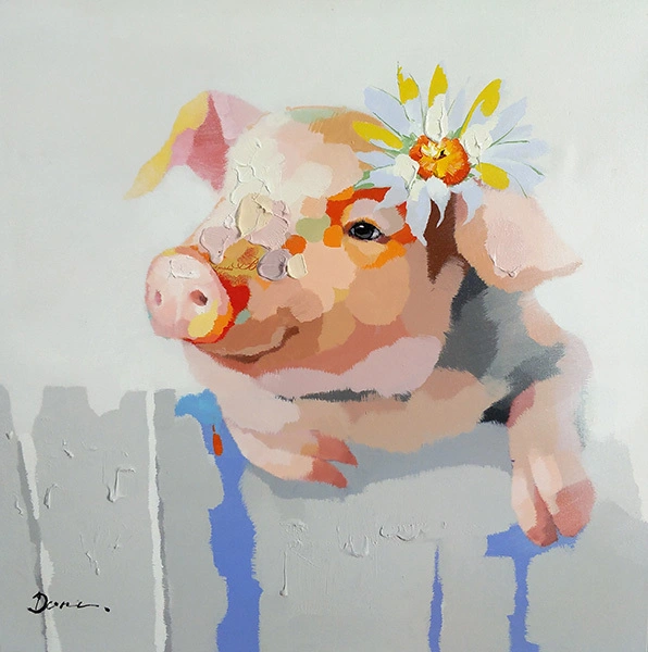 Wholesale Handmade Modern Abstract Pig Pop Art Knife Canvas Oil Painting Wall Decorative Hand Painted Acrylic Pictures 1