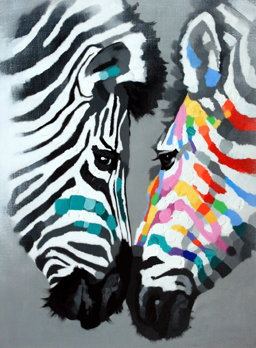 Large original zebra abstract pop art oil painting, zebra painting, living room wall art, animal painting, modern home wall decor, abstract canvas artwork 1