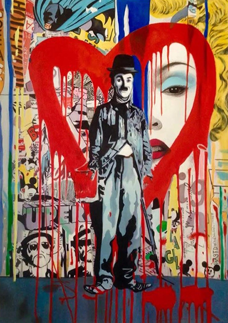 Extra Large Wall Art Modern Abstract Figure Canvas Charlie Chaplin Pop Art Wall Art Handmade Picture Painting For Living Room And Home Decor 1