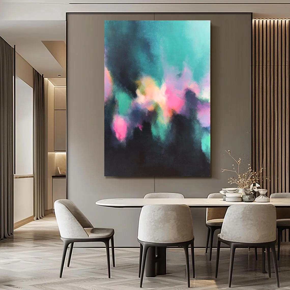 Μεγάλη αφηρημένη ζωγραφική σε καμβά με γραμμές τοίχου, ακρυλική διακόσμηση τοίχου, χειροποίητη, πολύχρωμη, μοντέρνα διακόσμηση σαλονιού 1