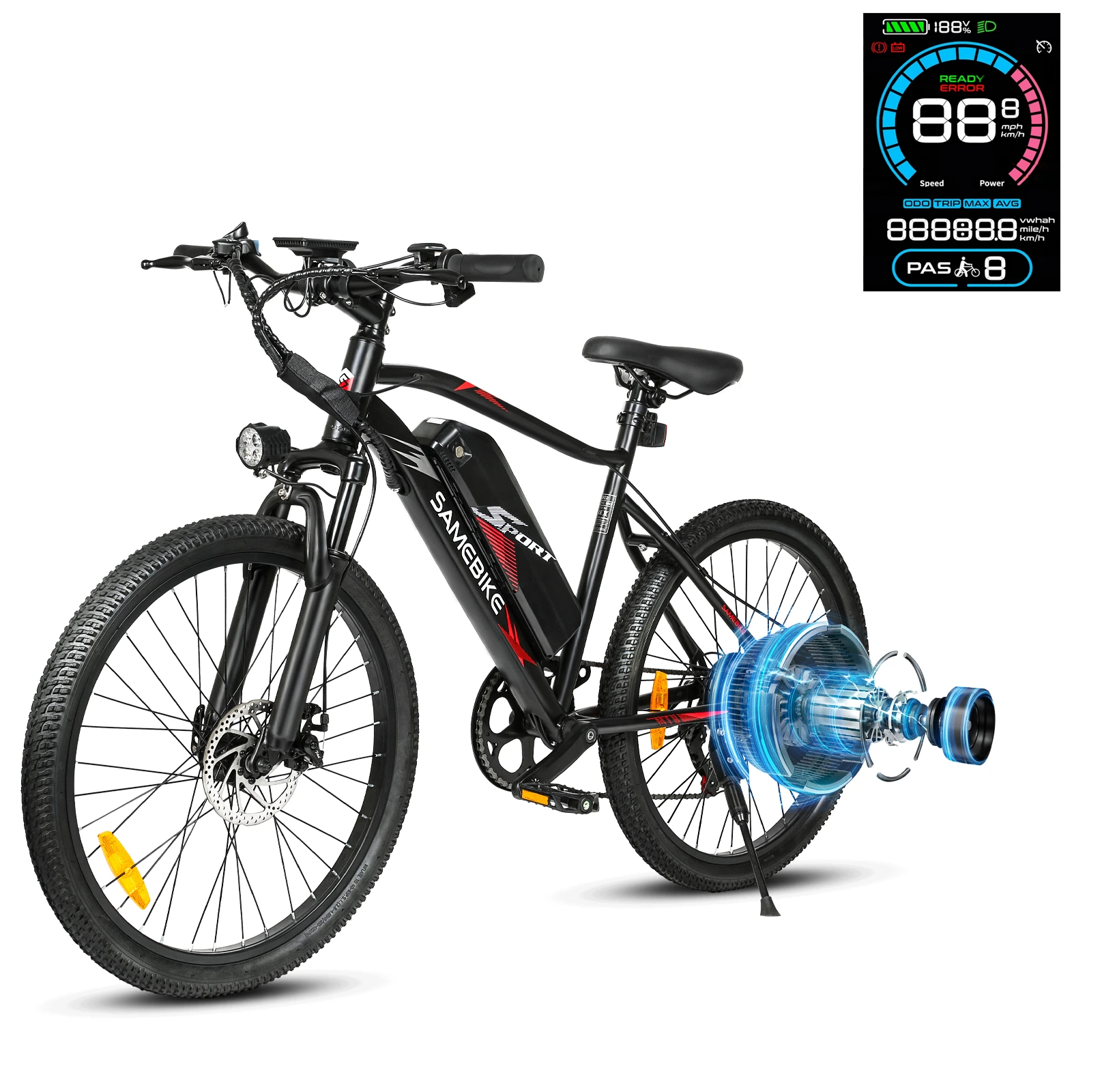 Samebike EBE2 ELEKTROMOS BIKER 350W MOTRO 36V 13AH akkumulátor LCD nyomatérzékelő Spoke Rim 1