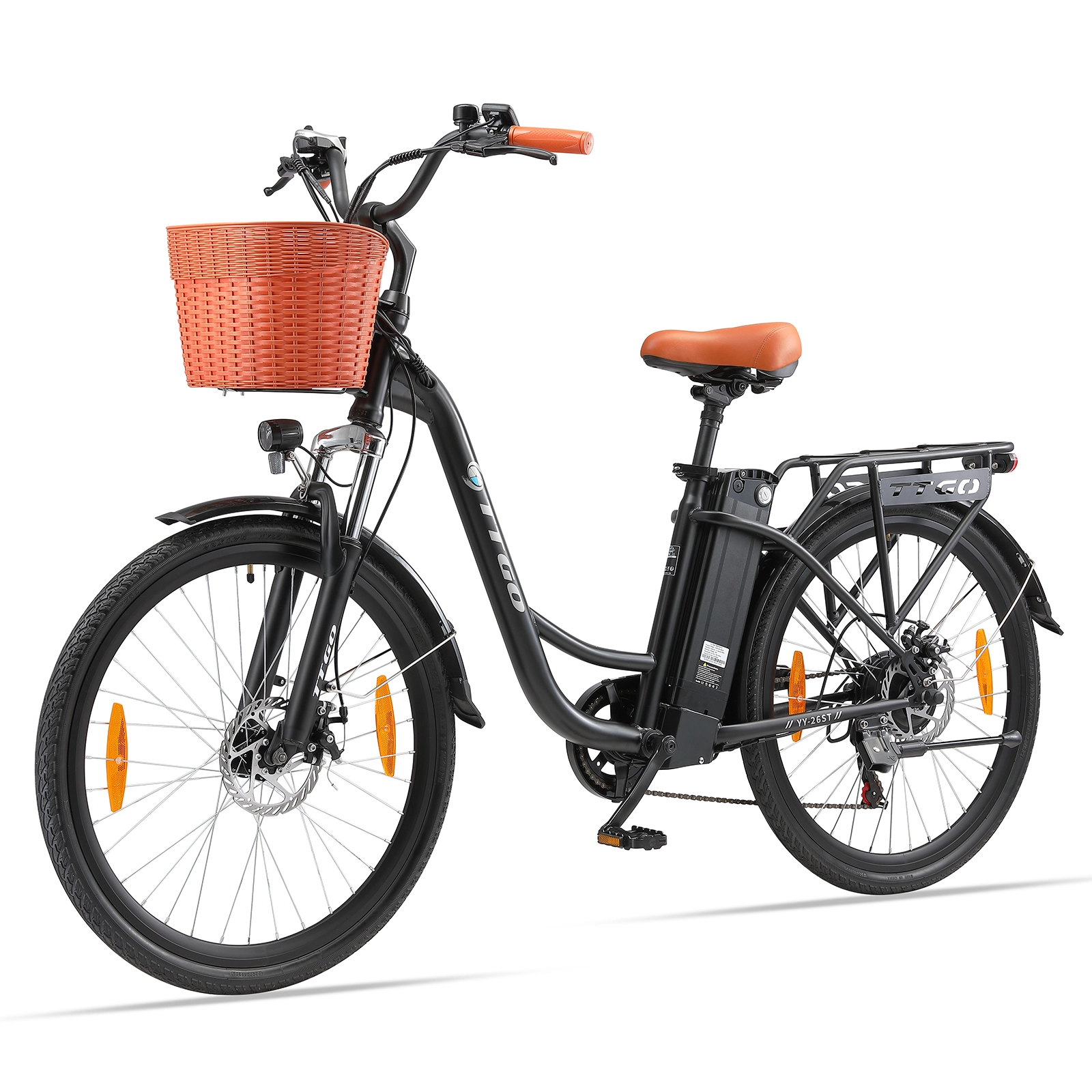 Elektrische fiets ttgo yy-26st City 250W 36V 14.5Ah 75 km 26 met mandblack 1