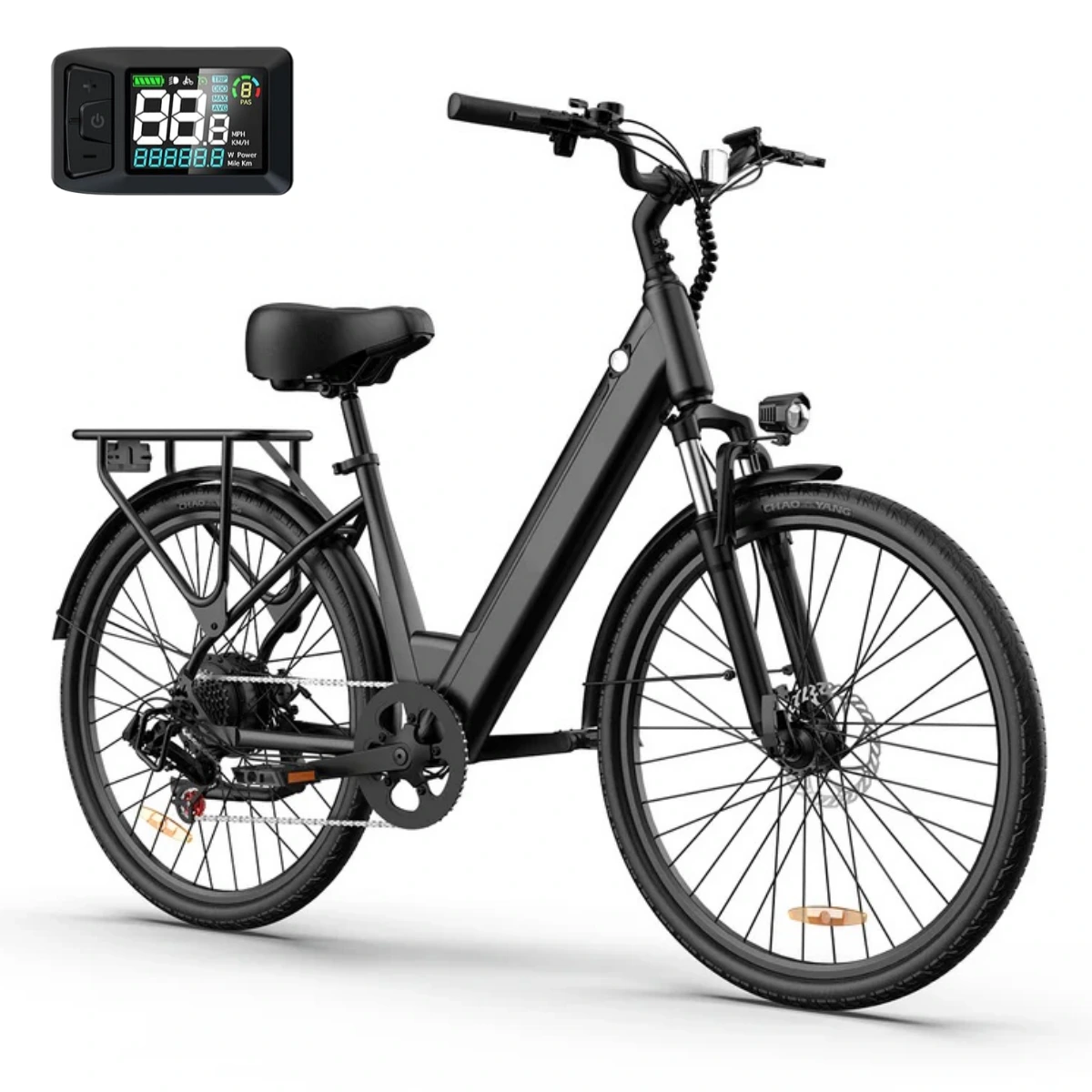 URLIFE 26-Inch City Electric Bicycle Features a 36V 13AH Removable Battery, a 250W 7-Speed Gearbox, And a Aange of 80 Kilometers. 1