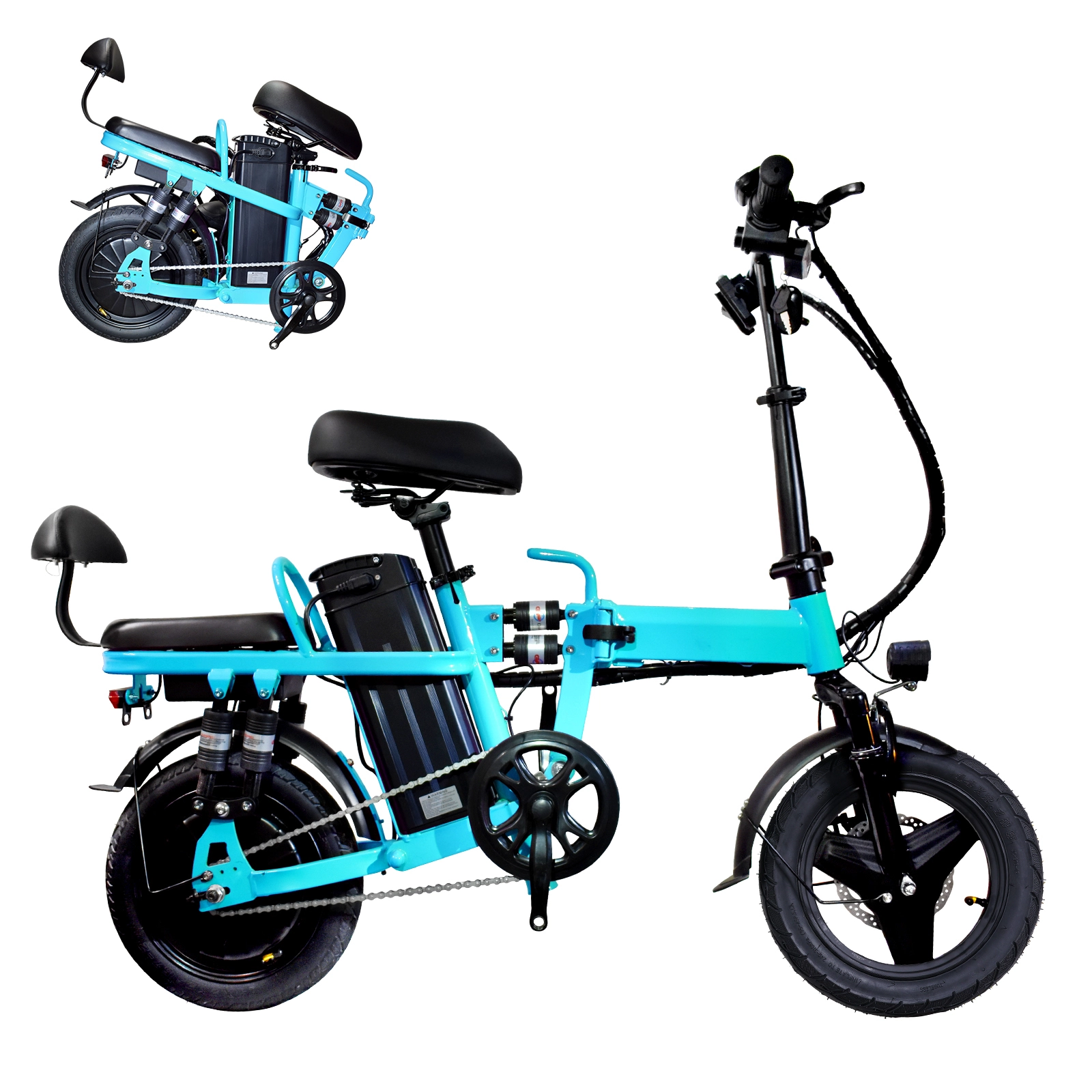 Mini bicicletta elettrica pieghevole A9 da 14 pollici, motore da 500 W, batteria da 48 V 15 Ah 1