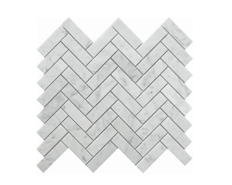 Modern Kitchen Backsplash Polished Herringbone Marble Mosaic 1
