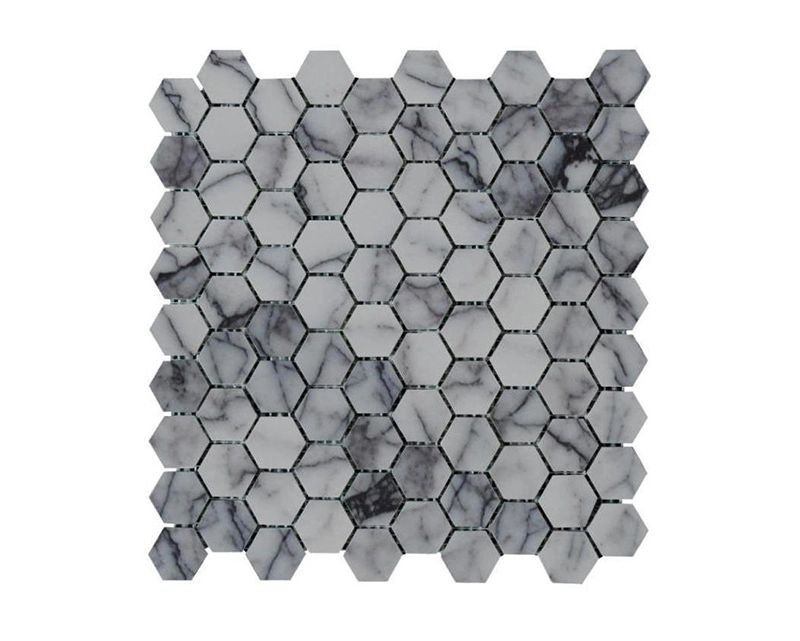 Hotel Restaurant  Shower Project Hexagon Shape Marble Mosaic 1
