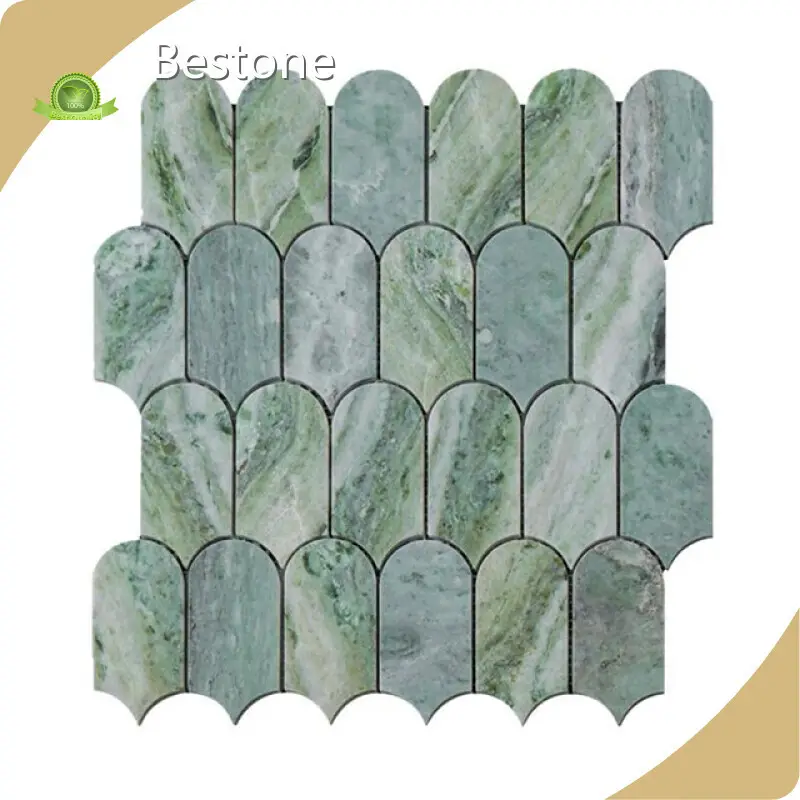 Marble Mosaic Herringbone Tile Wall and Floor - - Bestone 1