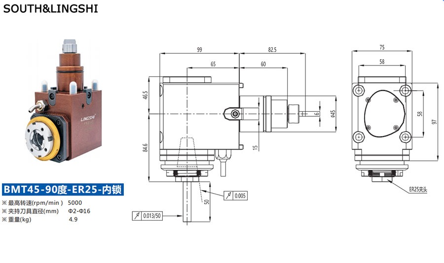 Rotary tool holder BMT45-ERA25-90-Manual Lathe Machine, Economic CNC Lathe Machine, Heavy Duty Flat Bed CNC Lathe Machining Center