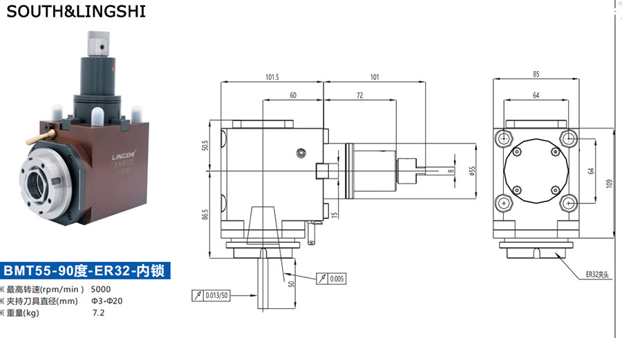 Rotary tool holder BMT55R-ERA32-90-Manual Lathe Machine, Economic CNC Lathe Machine,  Heavy Duty Flat Bed CNC Lathe Machining Center