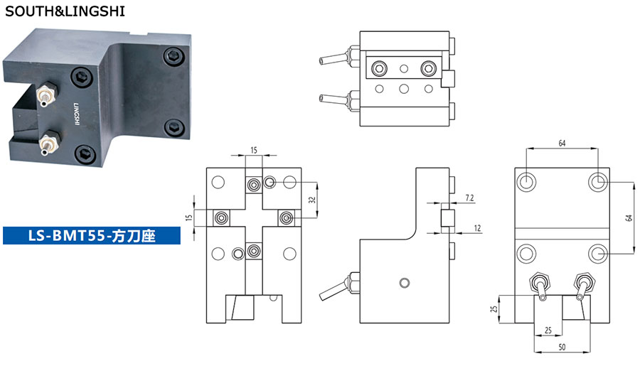 Static tool holder BMT55S-25-FST-Manual Lathe Machine, Economic CNC Lathe Machine, Heavy Duty Flat Bed CNC Lathe Machining Center