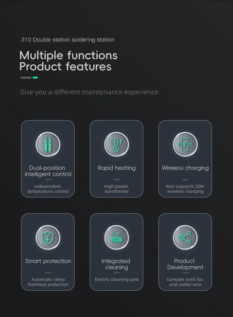 TBK 310 Dual Station Soldering Station with 20W Wireless Charging 6