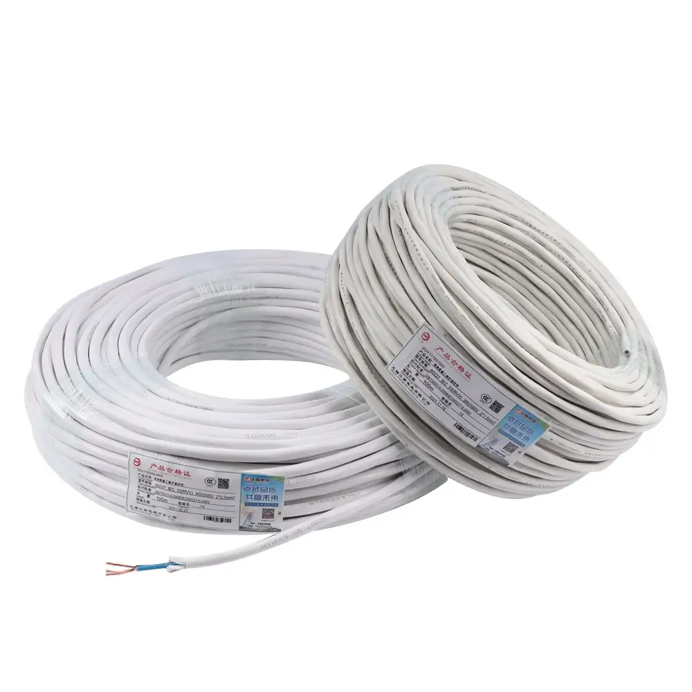 1.5mm 2.5mm 4mm 6mm 2 nüvəli mis məftil Pvc çevik kabel yanğına davamlı alətlər elektrik kabelləri Rvv 1