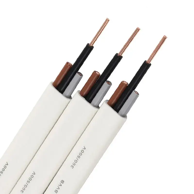 Bvvb Electrical Flat Cable 3x1.5mm2 House Wiring Electrical Cable 300/500v Flat Pvc Sheathed Solid Wire 1