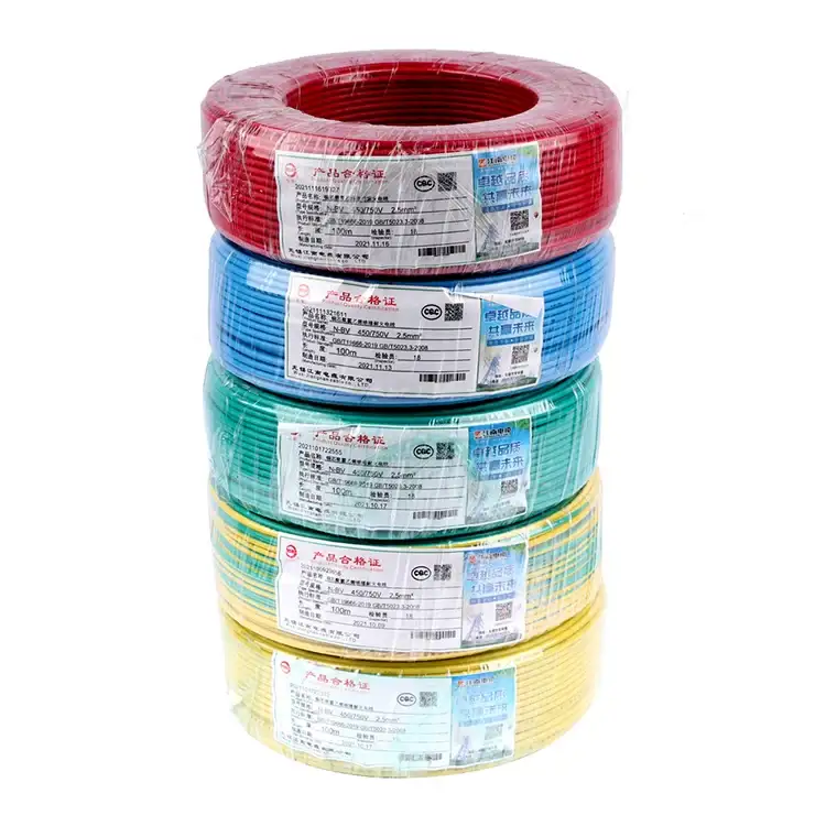 China Jiangnan 1.5mm 2.5mm 4mm 6 10 16 Solid Stranded Copper Pvc House Wiring Electrical Wires House Building Wholesale Price 1