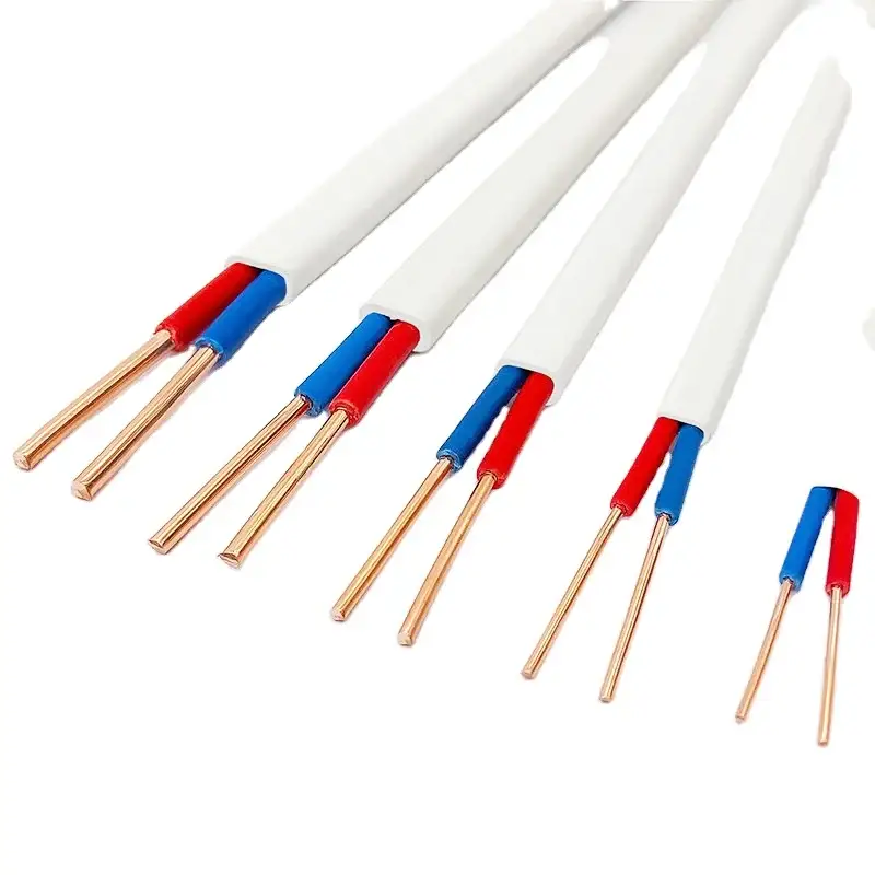 2*0.75/1/1.5/2.5mm2 Solid Copper Conductor Pvc Insulation Pvc Sheath Flat Cable For Permanent Laying 1