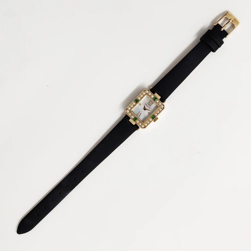 Orologio da donna con diamanti tempestati di perle naturali Orologio al quarzo casual retrò Orologio al quarzo squisito da donna 5