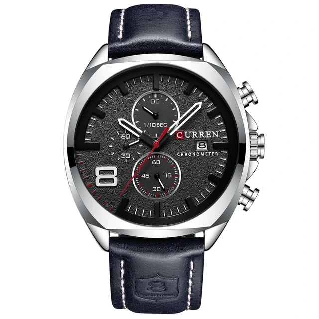 High Quality Fashionable Durable Circular Waterproof Belt Watch Simple Six Needle Multifunctional Calendar Watch 1