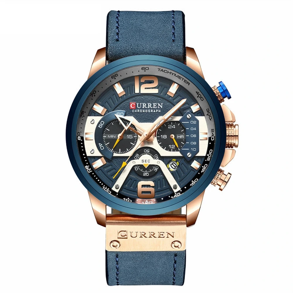 Reloj resistente al agua de alta calidad para hombre, con seis pines, multifuncional, moderno y moderno, Esfera Grande 1